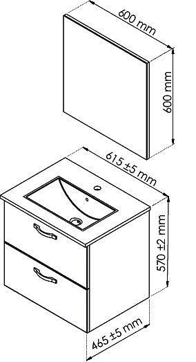 ONDEE - 2 Façades de tiroir MIXY - pour meuble de salle de bain - 60cm - Aubergine - Laqué - large
