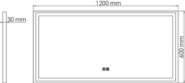 ONDEE - Miroir de salle de bain Éclairant SELENA - Cadre Aluminium Noir - 120 x 60 cm - large