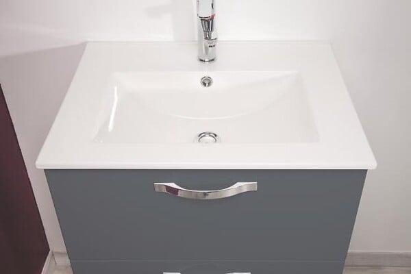 ONDEE - 2 Façades de tiroir MIXY - pour meuble de salle de bain - 80cm - Gris - Laqué - large