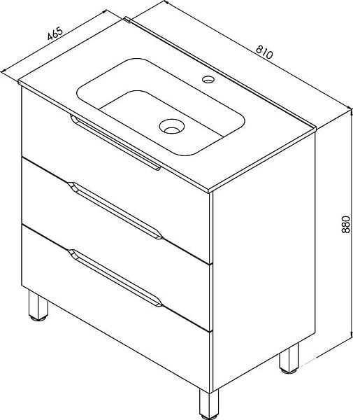 ONDEE - Meuble salle de bain à poser ALASKA -80cm - Bois - 3 Tiroirs - large