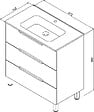 ONDEE - Meuble salle de bain à poser ALASKA -80cm - Bois - 3 Tiroirs - vignette