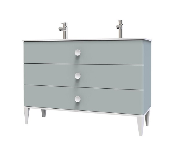 ONDEE - Meuble de salle de bain à poser NEMOO plan vasque - L120cm - Vert d'eau - Laqué - large