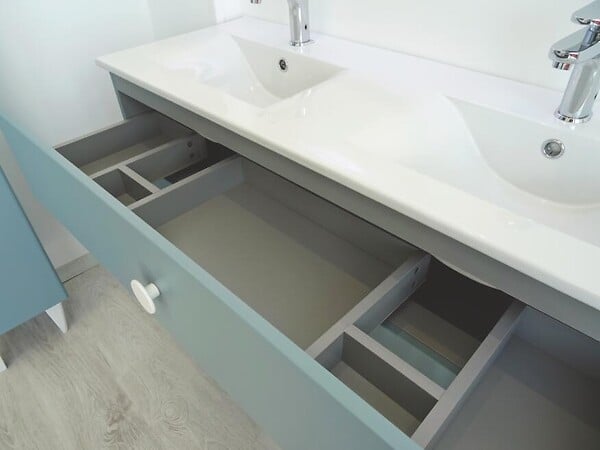 ONDEE - Meuble de salle de bain à poser NEMOO plan vasque - L120cm - Vert d'eau - Laqué - large