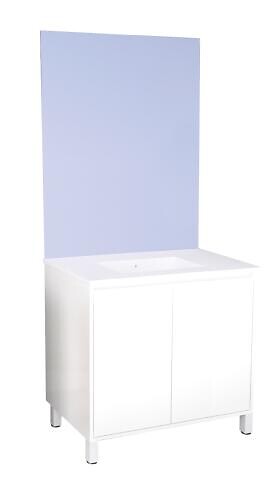 ONDEE - Meuble Salle de Bain BELIS - A poser - Miroir Affleurant - 80cm - Finition Blanc - large