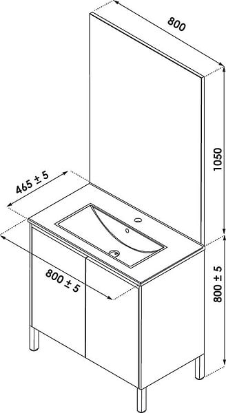 ONDEE - Meuble Salle de Bain BELIS - A poser - Miroir Affleurant - 80cm - Finition Bois - large