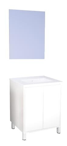 ONDEE - Meuble Salle de Bain BELIS - A poser - Miroir Suspendu - 60cm - Finition Blanc - large