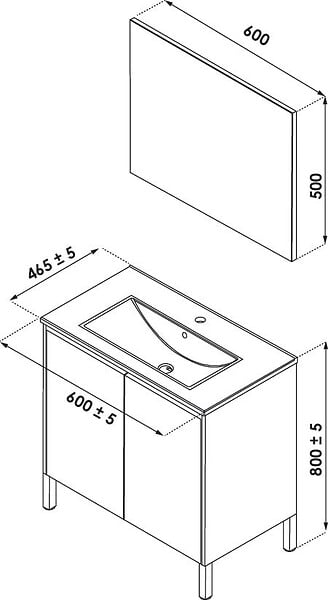 ONDEE - Meuble Salle de Bain BELIS - A poser - Miroir Suspendu - 60cm - Finition Blanc - large