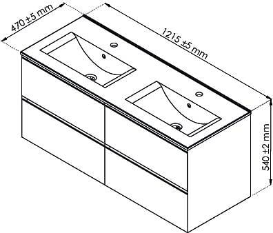 ONDEE - Meuble de salle de bain à suspendre MAX - L120cm - Anthracite - Brillant - Livré monté - large