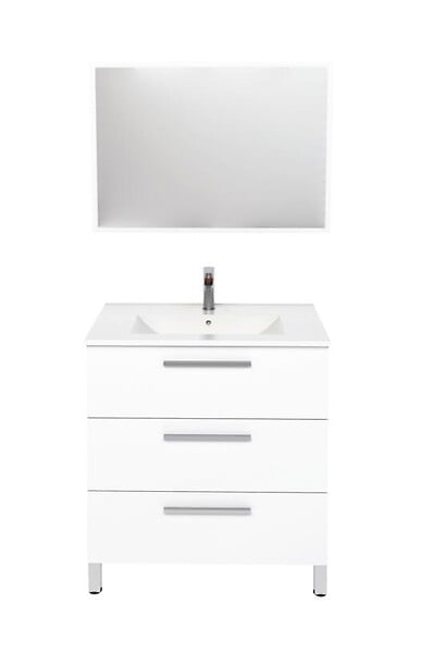 ONDEE - Meuble de salle de bain à poser PALLAS - 80cm - Blanc - Mélaminé - PEFC - large