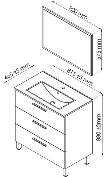 ONDEE - Meuble de salle de bain à poser PALLAS - 80cm - Blanc - Mélaminé - PEFC - large