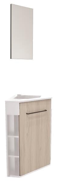 ONDEE - Meuble lave-mains à poser NOVA - version angle - Blanc - mélaminé - miroir - large