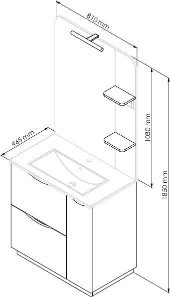 ONDEE - Meuble de salle de bain à poser PALERMO - 80cm - Bois - mélaminé - Livré en kit - large