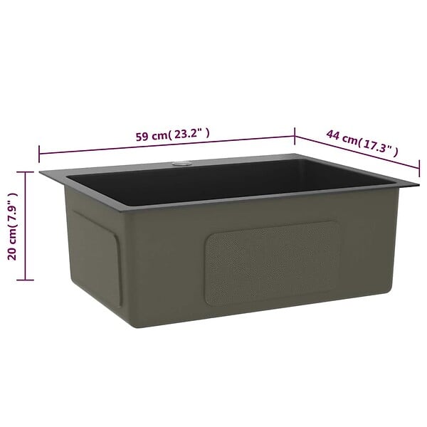 VIDAXL - vidaXL Évier de cuisine fait main Noir Acier inoxydable - large