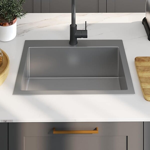 VIDAXL - vidaXL Évier de cuisine fait main Acier inoxydable - large