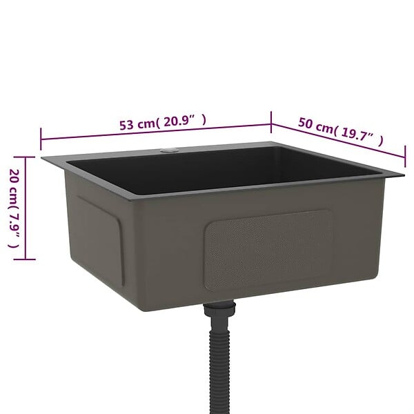 VIDAXL - vidaXL Évier de cuisine fait main Noir Acier inoxydable - large