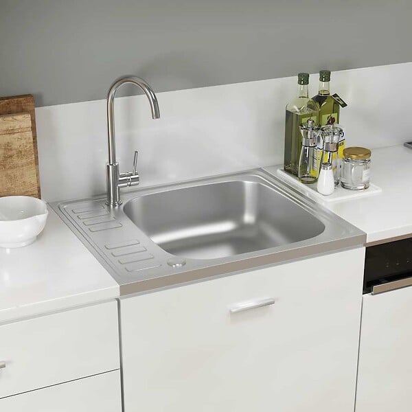 VIDAXL - vidaXL Évier de cuisine et égouttoir argenté 600x500x155 mm inox - large
