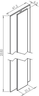 ONDEE - Profilé jonction panneaux muraux - Hauteur 2,55 m - Finition noir mat - large