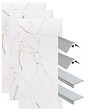 ONDEE - Pack montage 3 panneaux muraux en niche - marbre blanc 120 cm - profilés chromés - vignette