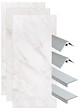 ONDEE - Pack montage 3 panneaux muraux en niche - marbre gris 120 cm - profilés chromés - vignette