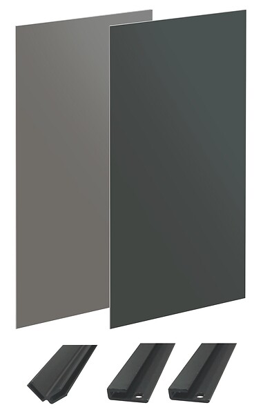ONDEE - Pack montage 2 panneaux muraux en angle -  gris & anthracite 120 cm - profilés noirs - large