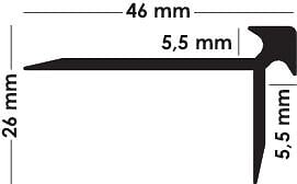 ONDEE - Profilé panneau mural angle extérieur noir 4mm - large