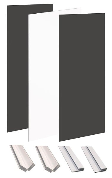 ONDEE - Pack montage 3 panneaux muraux en niche -  Blanc & Noir 120 cm - profilés blanc - large