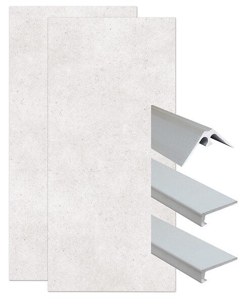 ONDEE - Pack complet de montage panneaux muraux Terrazzo 120 cm - Profilé chromé inclus - large