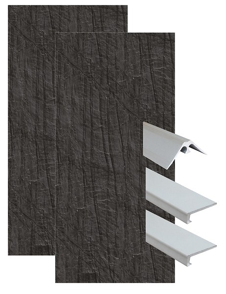 ONDEE - Pack complet de montage panneaux muraux Ardoise 120 cm - Profilé chromé inclus - large
