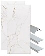 ONDEE - Pack montage 2 panneaux muraux en angle - marbre blanc 120 cm - profilés chromés - vignette