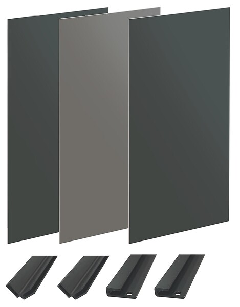ONDEE - Pack montage 3 Panneaux muraux  en niche -  Gris & Anthracite 120 cm - profilés noirs - large
