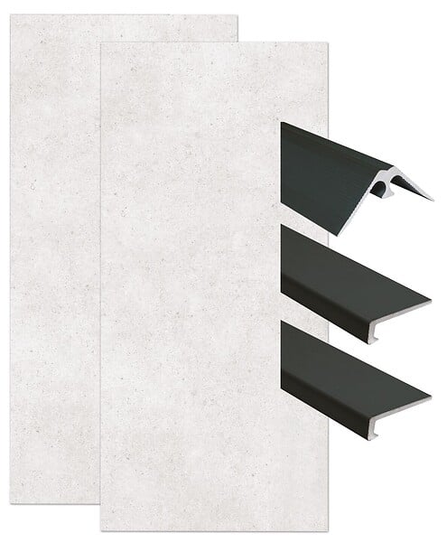 ONDEE - Pack complet de montage panneaux muraux Terrazzo 120 cm - Profilé noir inclus - large