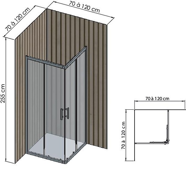 ONDEE - Pack complet de montage panneaux muraux Tasseau bois 120 cm - Profilé noir inclus - large