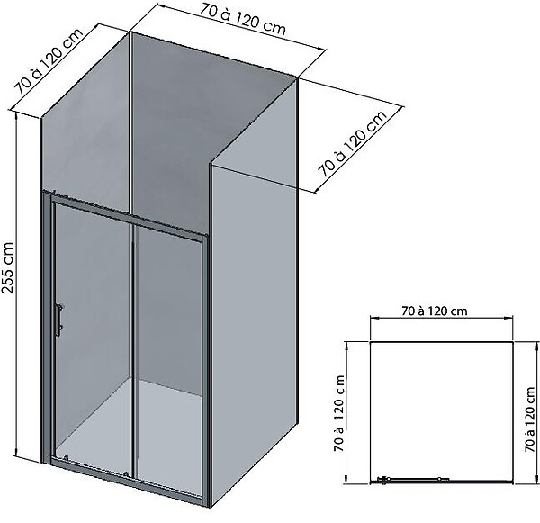 ONDEE - Pack de montage 3 panneaux muraux en niche - Béton 120 cm - profilés chromés - large