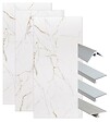 ONDEE - Pack de montage panneaux muraux Marbre Blanc effet mat 200 cm - Profilé chromé - vignette