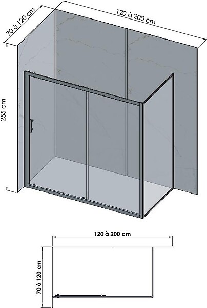 ONDEE - Pack de montage panneaux muraux Marbre Blanc effet mat 200 cm - Profilé chromé - large