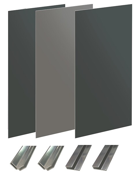 ONDEE - Pack montage 3 Panneaux muraux  en niche -  Gris & Anthracite 120 cm - profilés chromés - large