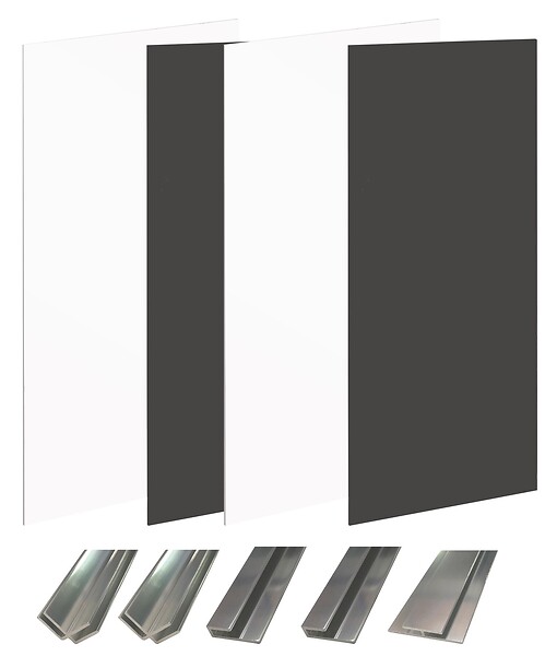 ONDEE - Pack montage 4 panneaux muraux en niche -  Blanc & Noir 200 cm - profilés chromés - large