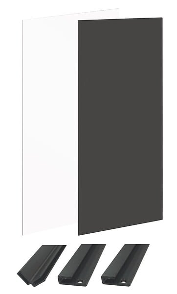 ONDEE - Pack montage 2 panneaux muraux en angle -  blanc & noir 120 cm - profilés noirs - large