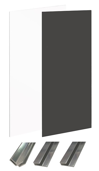 ONDEE - Pack montage 2 panneaux muraux en angle -  blanc & noir 120 cm - profilé chromé - large