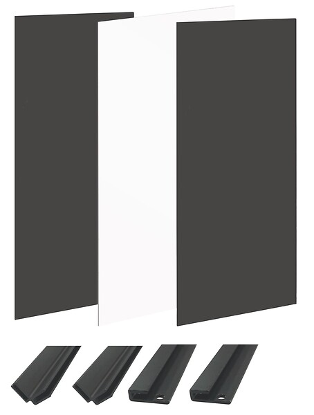 ONDEE - Pack montage 3 panneaux muraux en niche -  Blanc & Noir 120 cm - profilés noirs - large