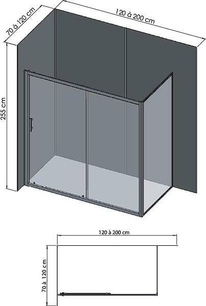 ONDEE - Pack montage 3 panneaux muraux en angle -  gris & anthracite 200 cm - profilés blanc - large