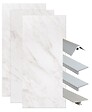 ONDEE - Pack complet de montage panneaux muraux Marbre Gris 120 cm - Profilé noir inclus - vignette