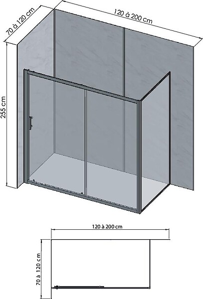 ONDEE - Pack complet de montage panneaux muraux Marbre Gris 120 cm - Profilé noir inclus - large