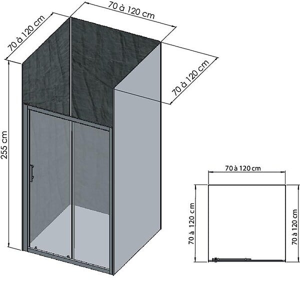 ONDEE - Pack de montage 3 panneaux muraux en niche - Ardoise 120 cm - profilés chromés - large