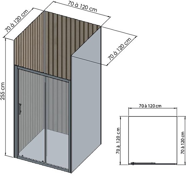 ONDEE - Pack montage 3 panneaux muraux en niche - Tasseau bois 120 cm - profilés chromés - large