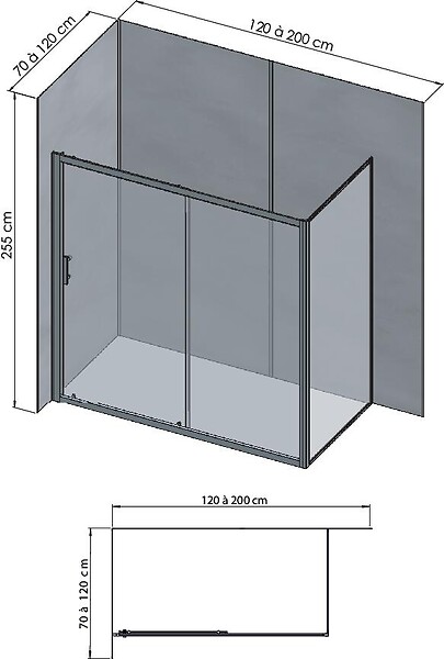 ONDEE - Pack complet de montage panneaux muraux Béton 200 cm - Profilé chromé inclus - large