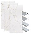 ONDEE - Pack montage 3 panneaux muraux en niche - marbre blanc mat 120 cm - profilés chromés - vignette