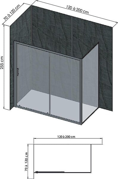 ONDEE - Pack complet de montage panneaux muraux Ardoise 200 cm - Profilé chromé inclus - large