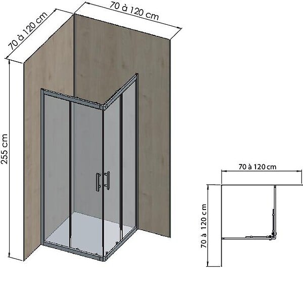 ONDEE - Pack complet de montage panneaux muraux Bois 120 cm - Profilé chromé inclus - large