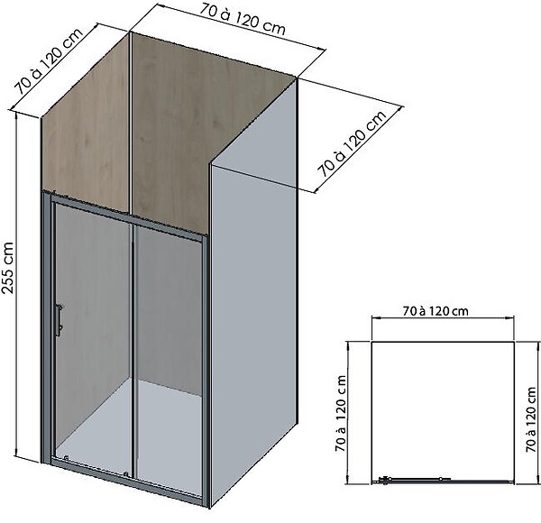 ONDEE - Pack de montage 3 panneaux muraux en niche - Bois 120 cm - profilés noirs - large